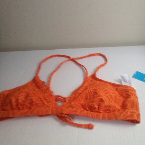 Cupshe Bikini Top Women XL Padded Cups Textured Scallop Trim Orange - Picture 7 of 13